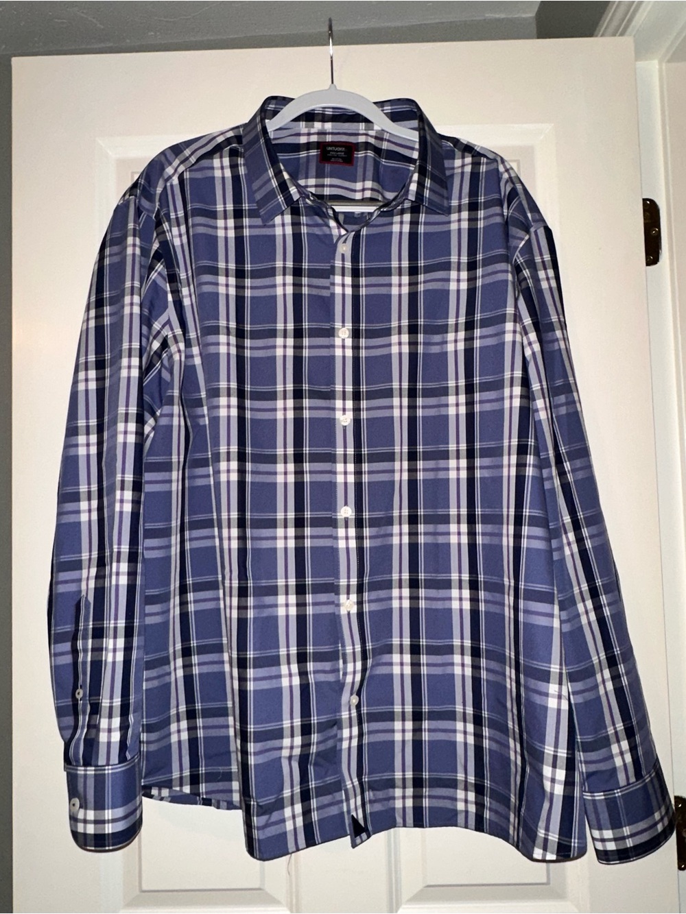 NWOT UNTUCKit Men's Blue & Purple Plaid Button-Down Shirt